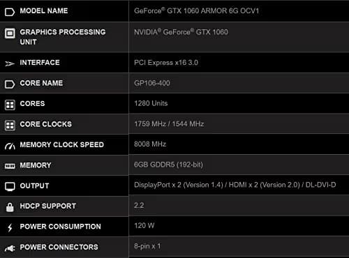 MSI GeForce GTX 1060 6GB ARMOR OCV1 6GB GDDR5 Black / White image