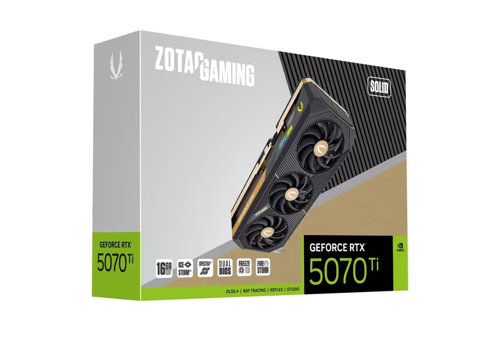 Zotac GAMING SOLID GeForce RTX 5070 Ti 16GB GDDR7 Black / Copper image