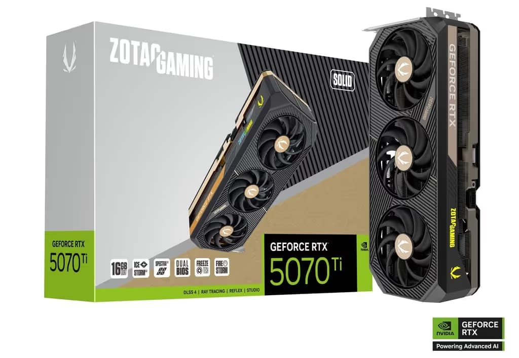 Zotac GAMING SOLID GeForce RTX 5070 Ti 16GB GDDR7 Black / Copper image