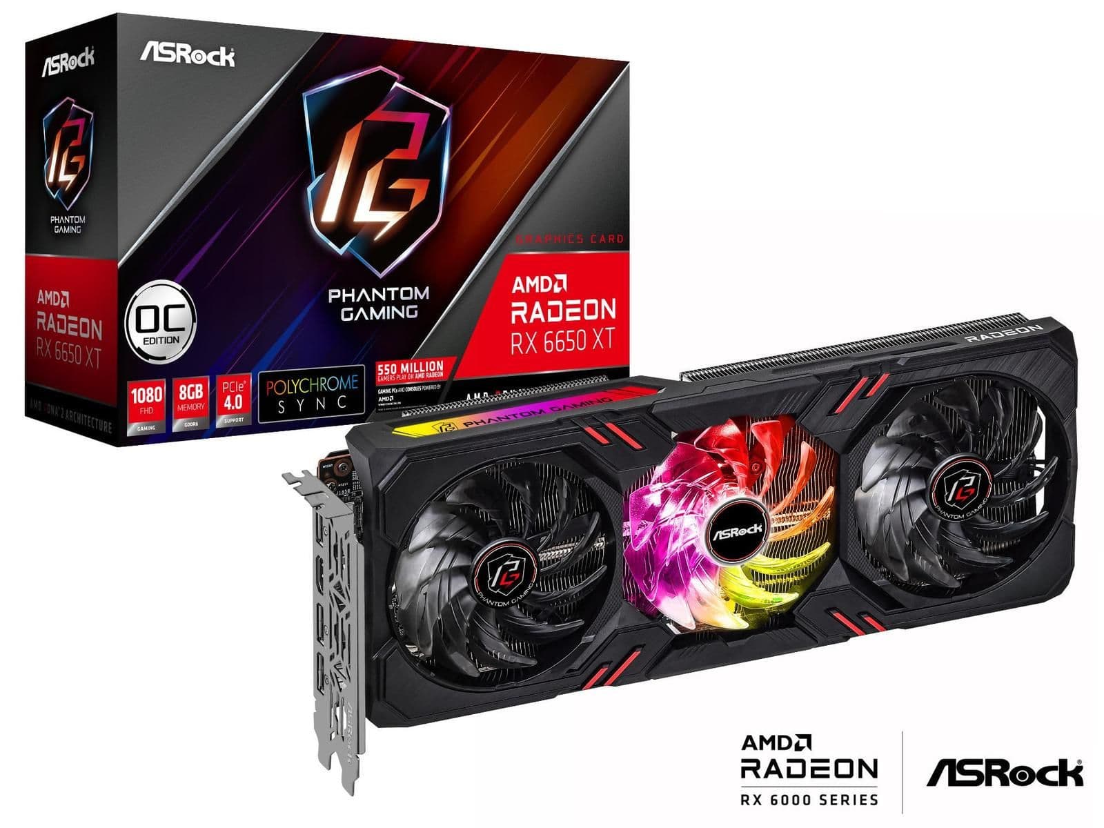 ASRock Phantom Gaming D OC Radeon RX 6650 XT 8GB GDDR6 Black main image