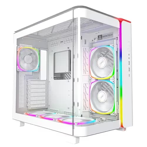 Montech KING 95 PRO ATX Mid Tower White Tempered Glass Side Panel, Front USB Type-C & Type-A (USB 3.2 Gen 2 & Gen 1) image