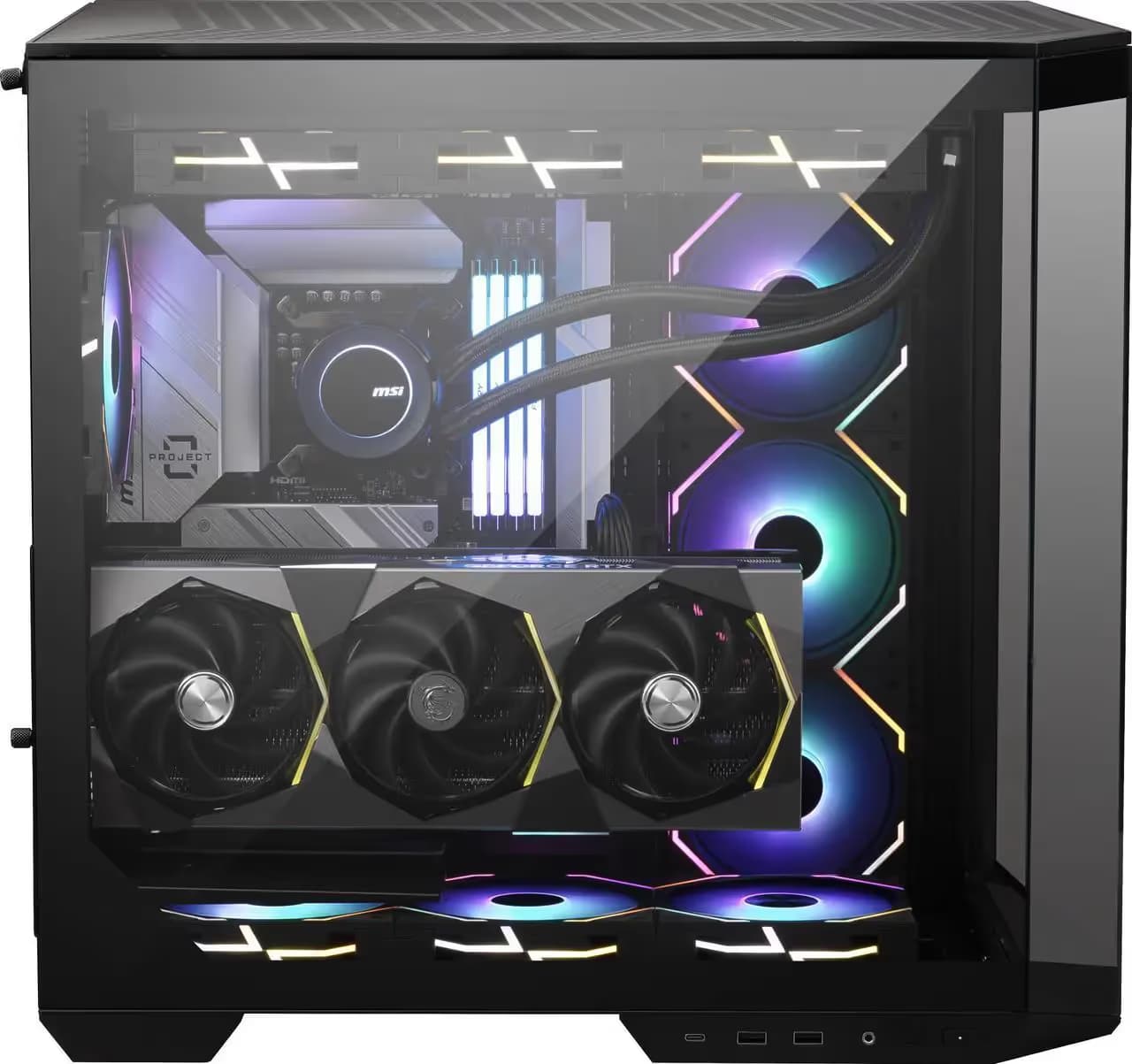 MSI MAG PANO 100L PZ ATX Mid Tower Black Tempered Glass Side Panel image