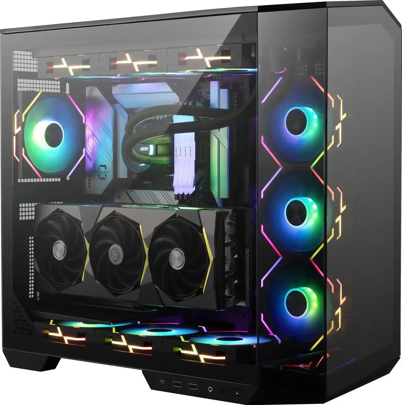 MSI MAG PANO 100L PZ ATX Mid Tower Black Tempered Glass Side Panel image