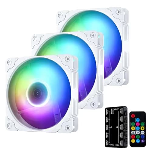 Vetroo ARGB120 120mm White Addressable RGB PWM 48.1 CFM 3-Pack image