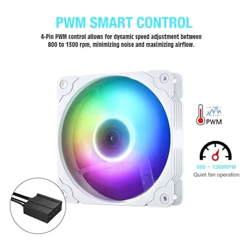 Vetroo ARGB120 120mm White Addressable RGB PWM 48.1 CFM 3-Pack image