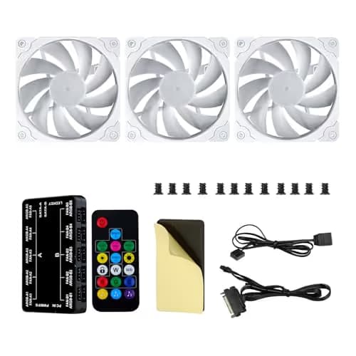 Vetroo ARGB120 120mm White Addressable RGB PWM 48.1 CFM 3-Pack image