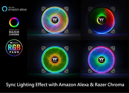 Thermaltake Riing Quad 14 RGB Radiator TT Premium Edition 140mm Black RGB PWM 60.17 CFM 3-Pack image