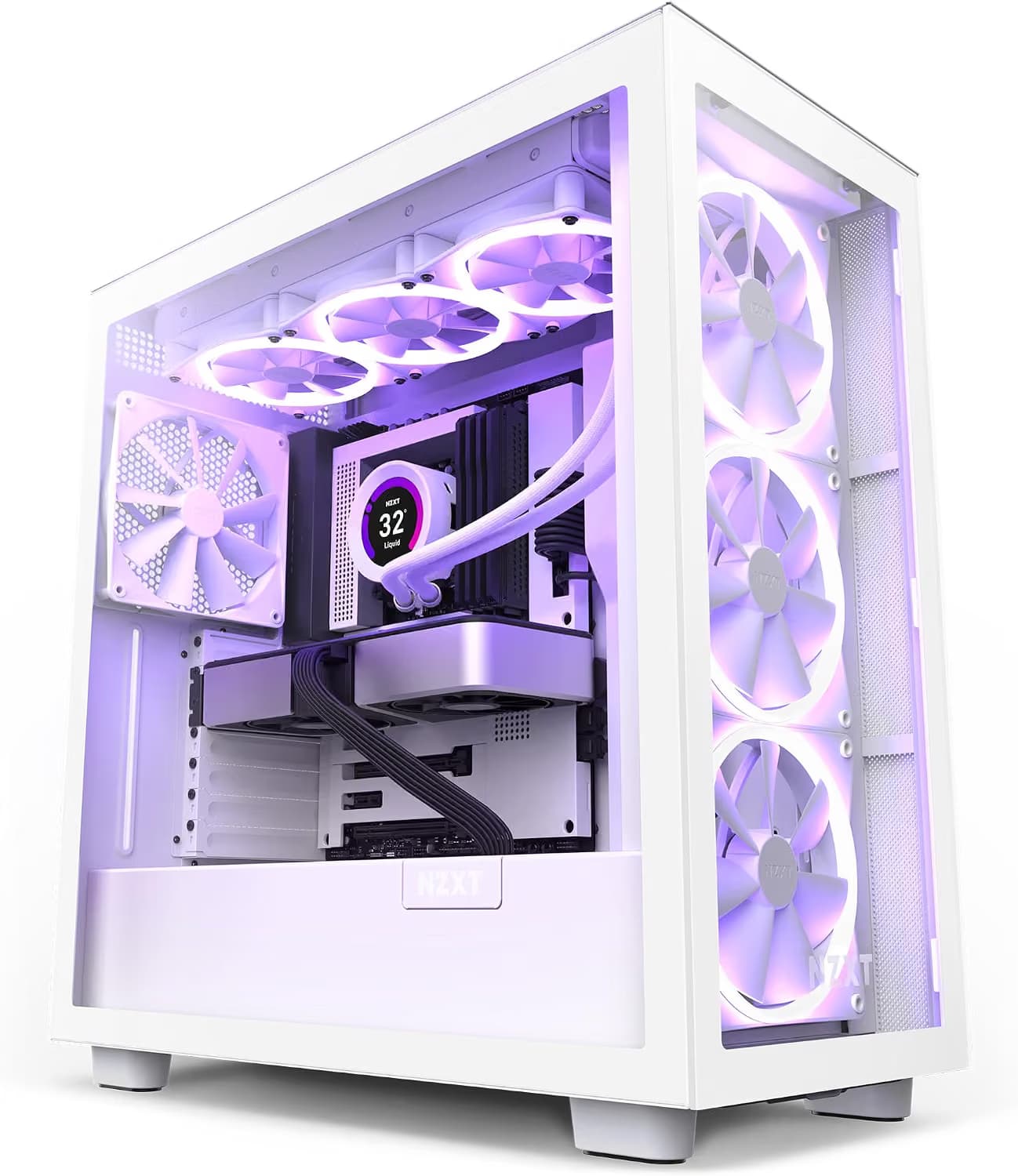 NZXT H7 Elite RGB Premium Mid-Tower PC Gaming Case - RGB LED & Smart Fan Control - Tempered Glass - White (2023) main image
