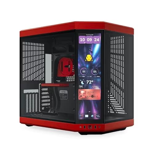 HYTE Y70 Touch Infinite ATX Mid Tower Red / Black Tempered Glass Side Panel, USB 3.2 Gen 2 Type-C, USB 3.2 Gen 1 Type-A image
