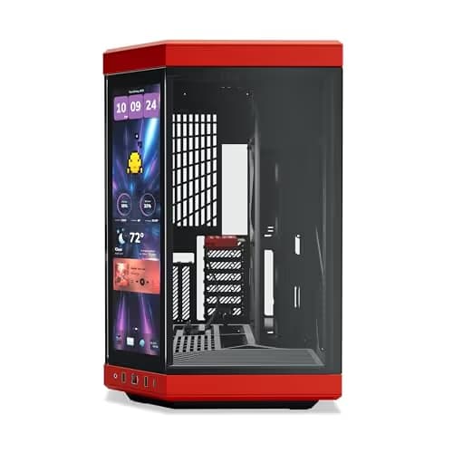HYTE Y70 Touch Infinite ATX Mid Tower Red / Black Tempered Glass Side Panel, USB 3.2 Gen 2 Type-C, USB 3.2 Gen 1 Type-A image