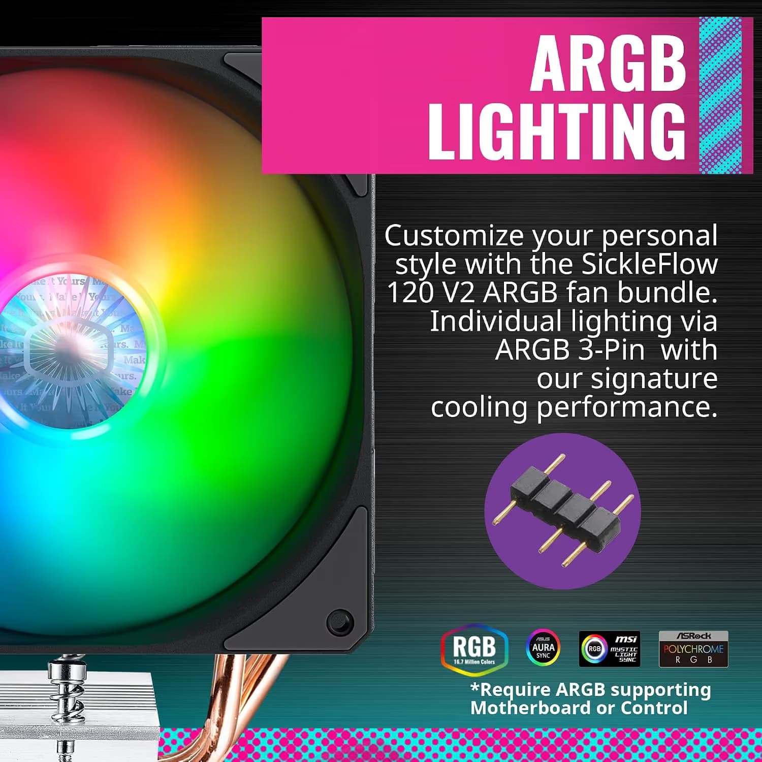 Cooler Master Hyper 212 EVO V2 Air 154mm 62 CFM ARGB image