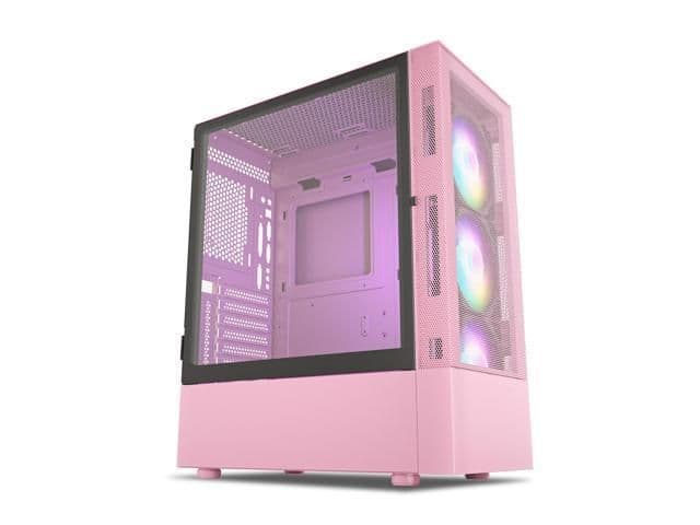 Vetroo A03 ATX Mid Tower Pink / Black with Tempered Glass Side Panel and USB 3.2 Gen 1 Type-A USB 2.0 Type-A Front Panel main image