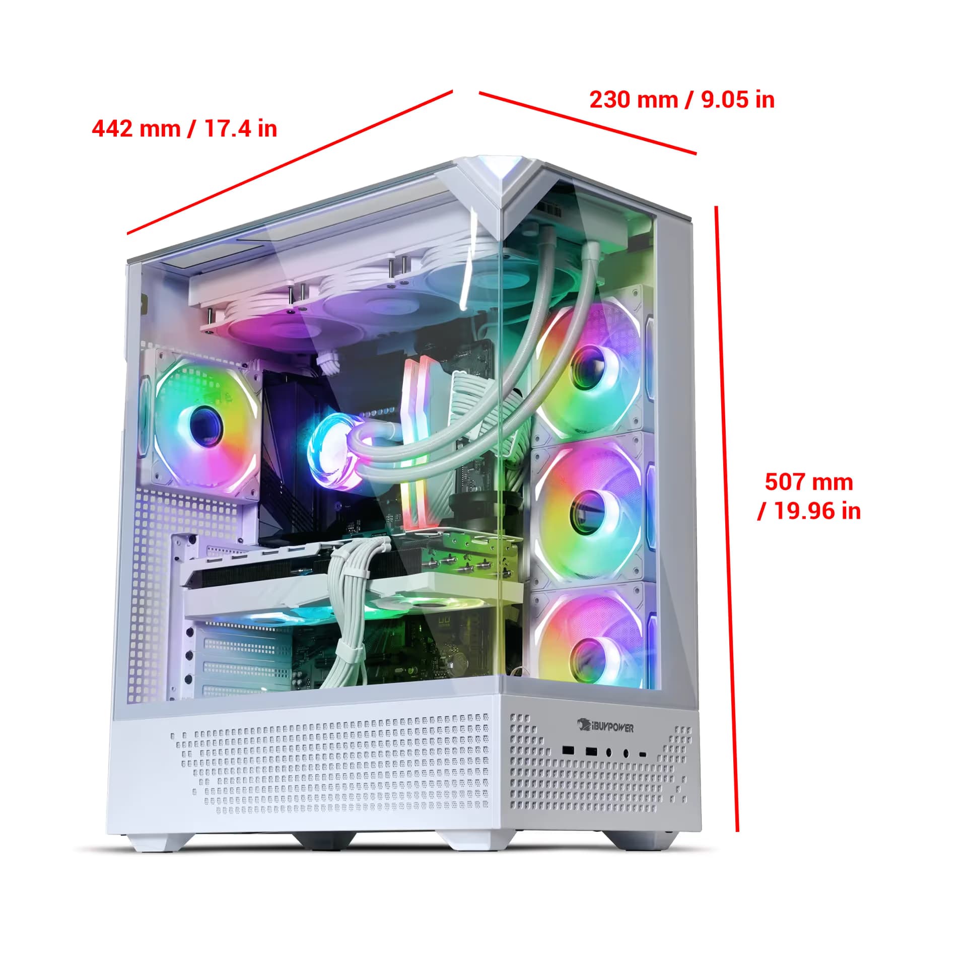 iBuypower Element 9 PRO ATX Mid Tower White Tempered Glass Side Panel image