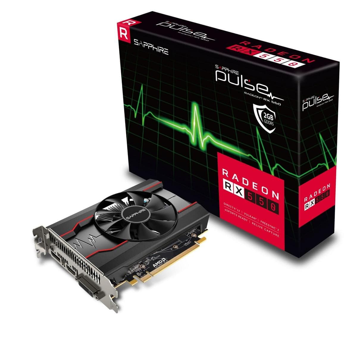 Sapphire PULSE Black / Red Radeon RX 550 - 512 2GB GDDR5 Black / Red image