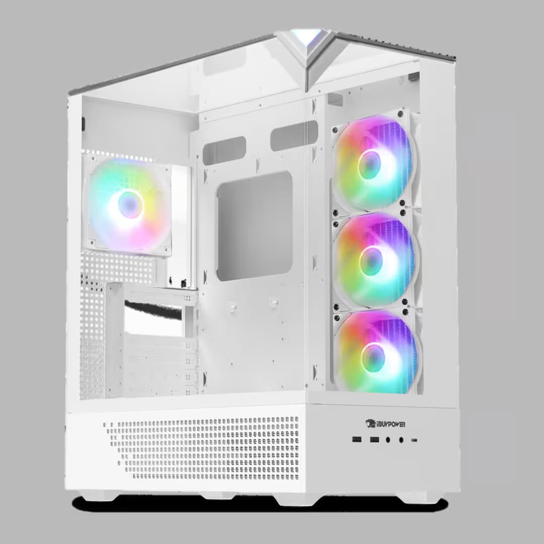 iBuypower Element 9 ATX Mid Tower White with Tempered Glass Side Panel main image