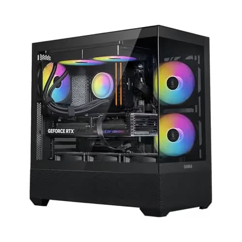 SAMA V40 ATX Mid Tower Black Tempered Glass Side Panel, USB 3.2 Gen 2 Type-C and USB 3.2 Gen 1 Type-A image
