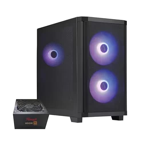 Rosewill FBM-X3 Micro ATX Mid Tower Black with Mesh Side Panel, USB 3.2 Gen 1 Type-A and USB 2.0 Type-A, and 650 W Power Supply main image