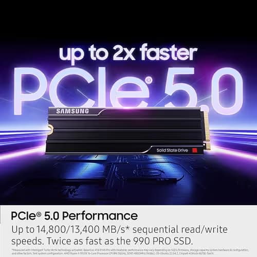 Samsung 9100 PRO w/Heatsink 1TB M.2-2280 SSD PCIe 5.0 NVMe image