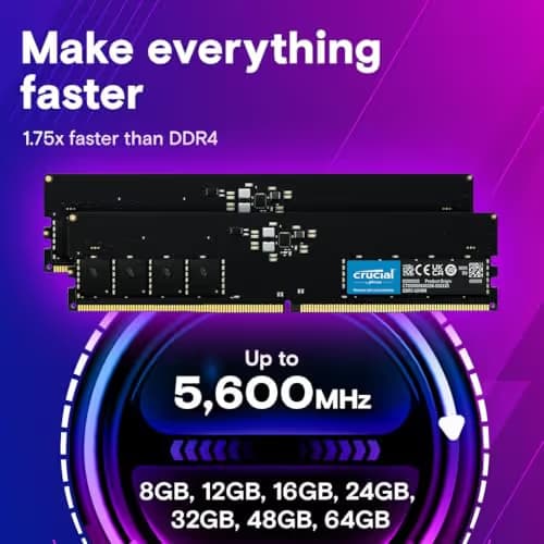 Crucial CT2K64G56C46U5 Black DDR5-5600 CL46 128GB (2x64GB) image