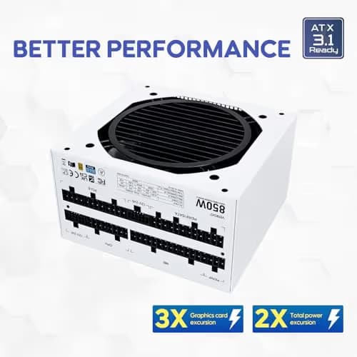 Vetroo 50315153277247 White 850W Fully Modular 80+ Gold Certified ATX image