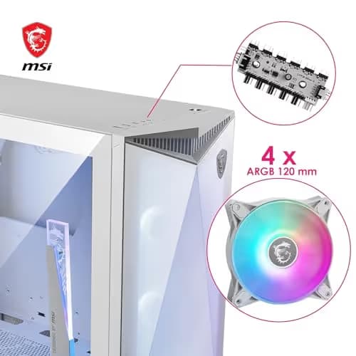 MSI MPG GUNGNIR 300R AIRFLOW ATX Mid Tower White with Tempered Glass Side Panel and USB 3.2 Gen 2x2 Type-C / USB 3.2 Gen 1 Type-A image
