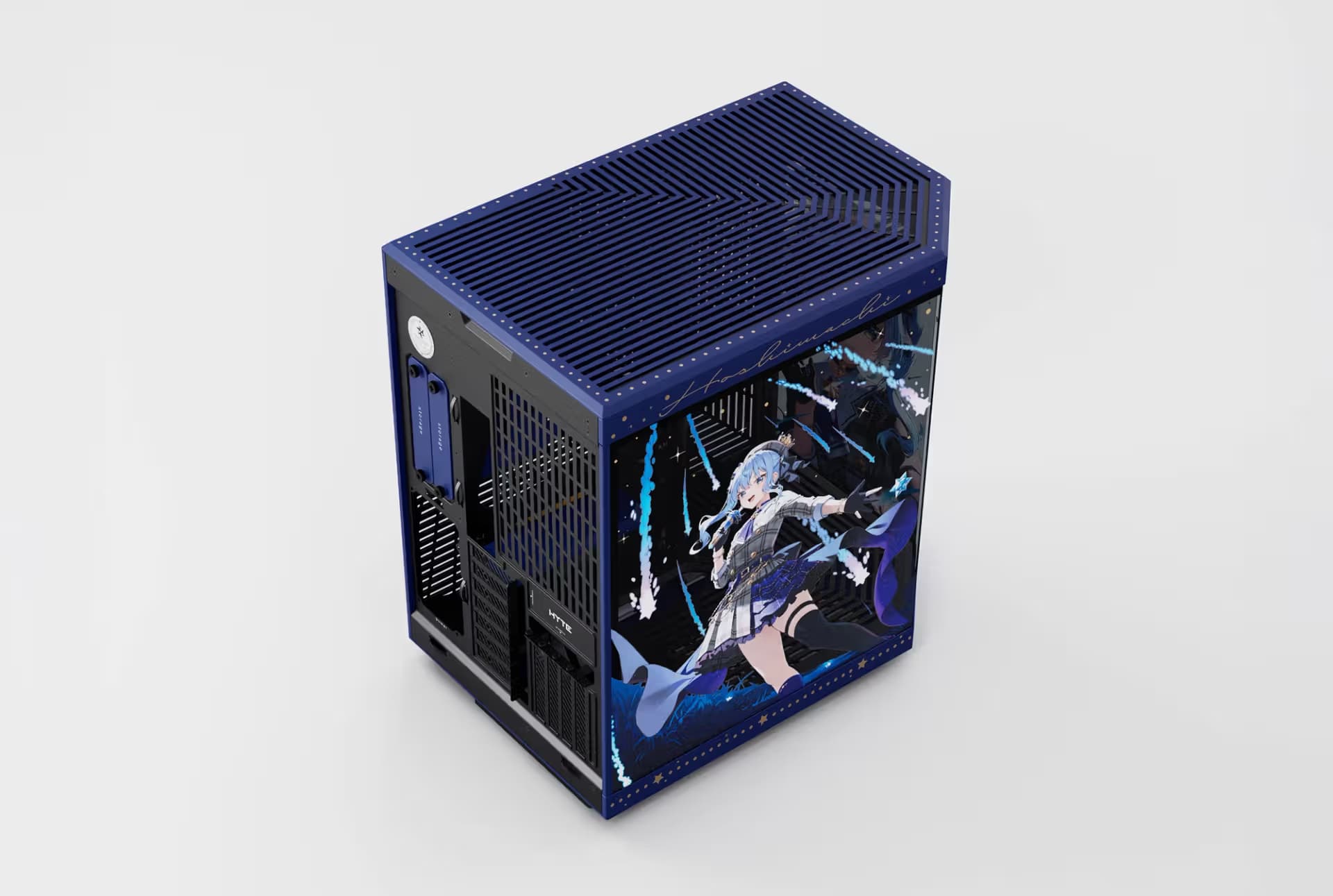 HYTE Y70 Hoshimachi Suisei Edition ATX Mid Tower Blue / Black Tempered Glass Side Panel, USB 3.2 Gen 2 Type-C, USB 3.2 Gen 1 Type-A image