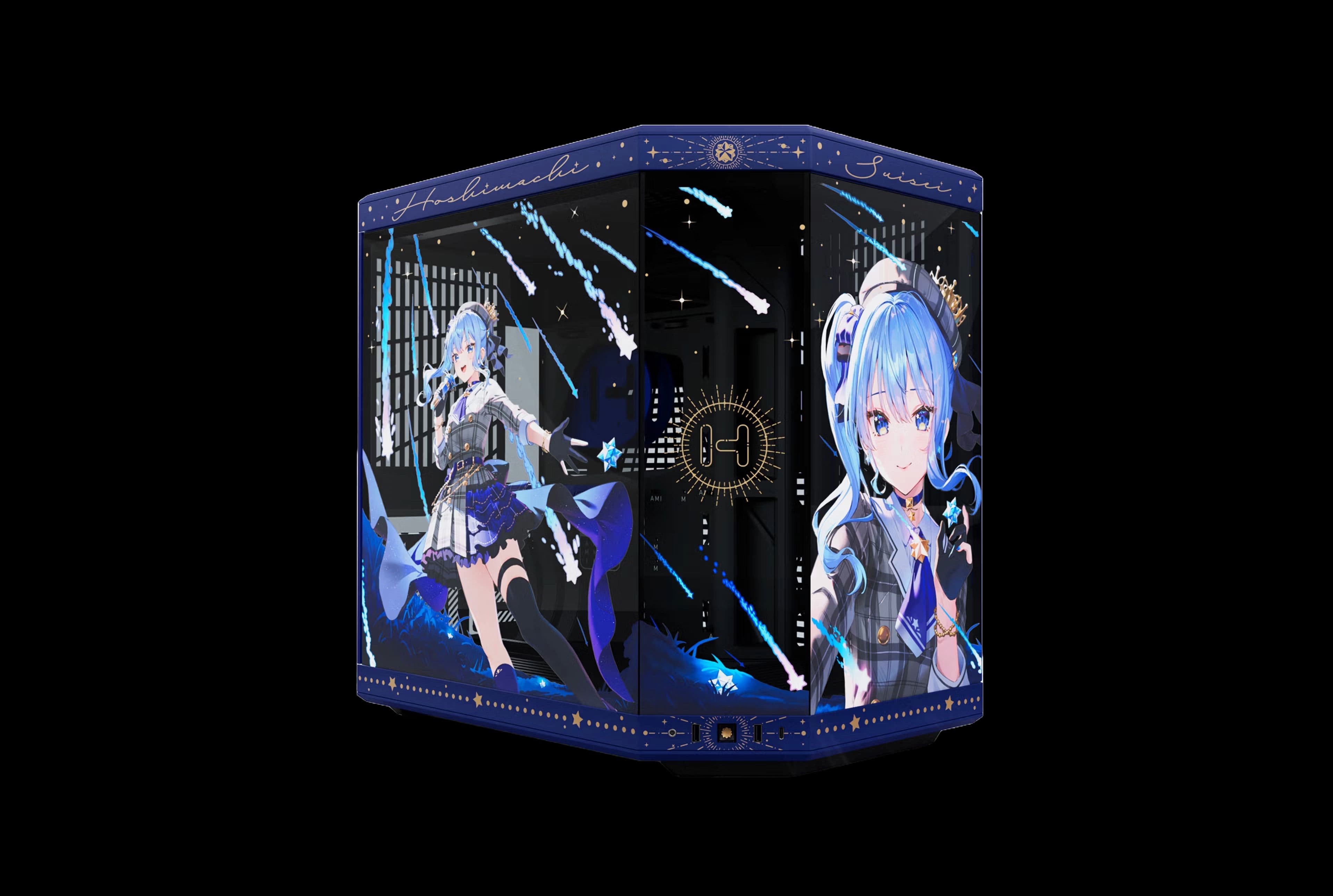 HYTE Y70 Hoshimachi Suisei Edition ATX Mid Tower Blue / Black Tempered Glass Side Panel, USB 3.2 Gen 2 Type-C, USB 3.2 Gen 1 Type-A image