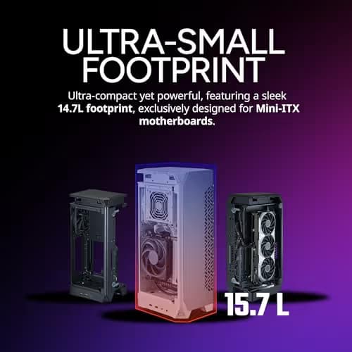 Cooler Master NCORE 100 AIR Mini-ITX Tower Silver / White Mesh Side Panel, USB 3.2 Gen 2x2 Type-C, USB 3.2 Gen 1 Type-A image