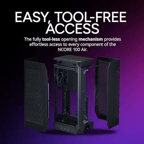Cooler Master NCORE 100 AIR Mini-ITX Tower Silver / White Mesh Side Panel, USB 3.2 Gen 2x2 Type-C, USB 3.2 Gen 1 Type-A image