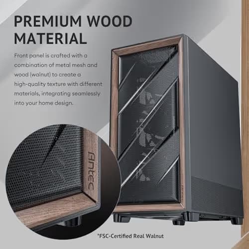 Antec FLUX SE ATX Mid Tower Black / Brown with Tempered Glass Side Panel and USB 3.2 Gen 2 Type-C USB 3.2 Gen 1 Type-A image