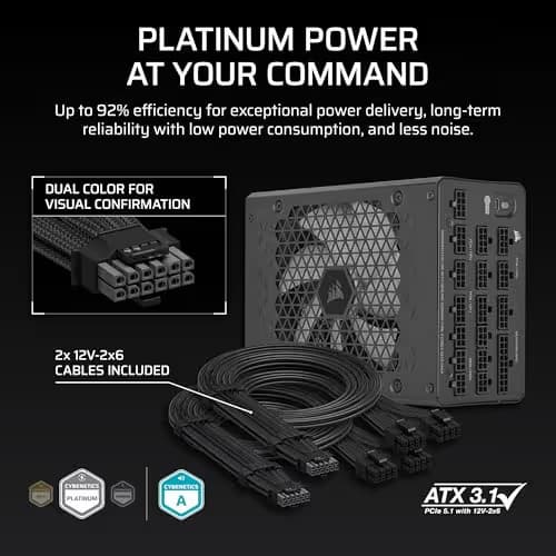 Corsair HX1200i (2025) Black 1200W Fully Modular 80+ Platinum Certified ATX image
