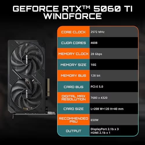 Gigabyte GeForce RTX 5060 Ti WINDFORCE 16G GDDR7 image