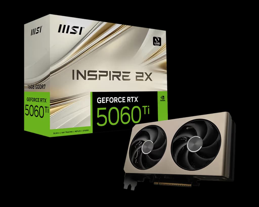 MSI INSPIRE 2X GeForce RTX 5060 Ti 16GB GDDR7 Gold / Black image