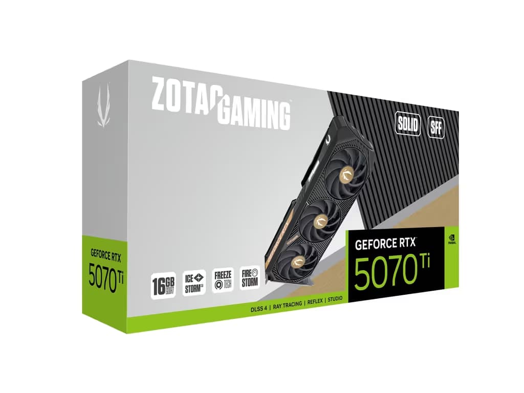 Zotac SOLID SFF GeForce RTX 5070 Ti 16GB GDDR7 Black / Gold image