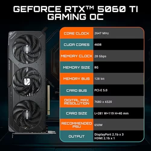 Gigabyte GeForce RTX 5060 Ti GAMING OC 8G GDDR7 image