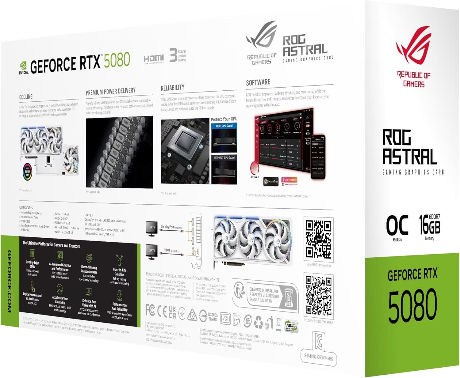 ASUS ROG Astral GeForce RTX 5080 16GB GDDR7 WHITE OC Edition image