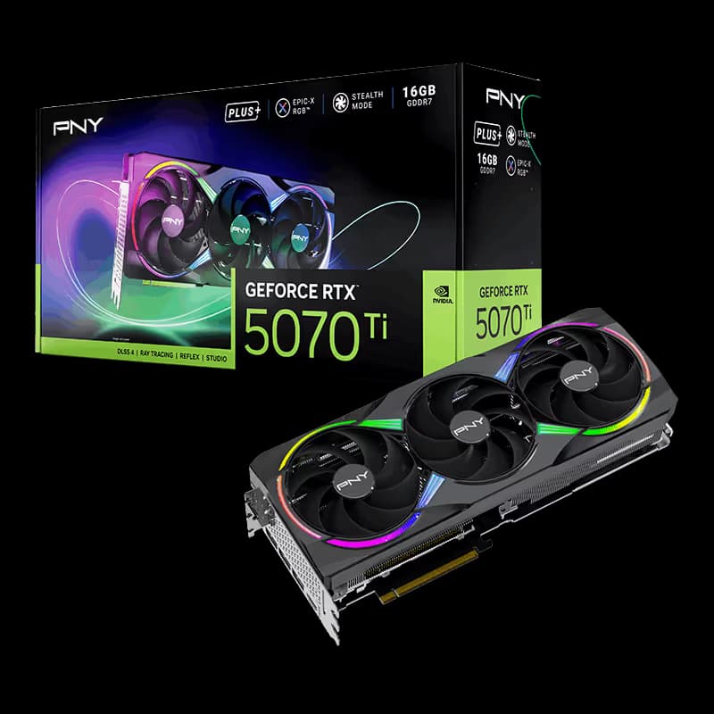 PNY GeForce RTX 5070 Ti EPIC-X RGB Triple Fan Plus 16GB GDDR7 Black main image