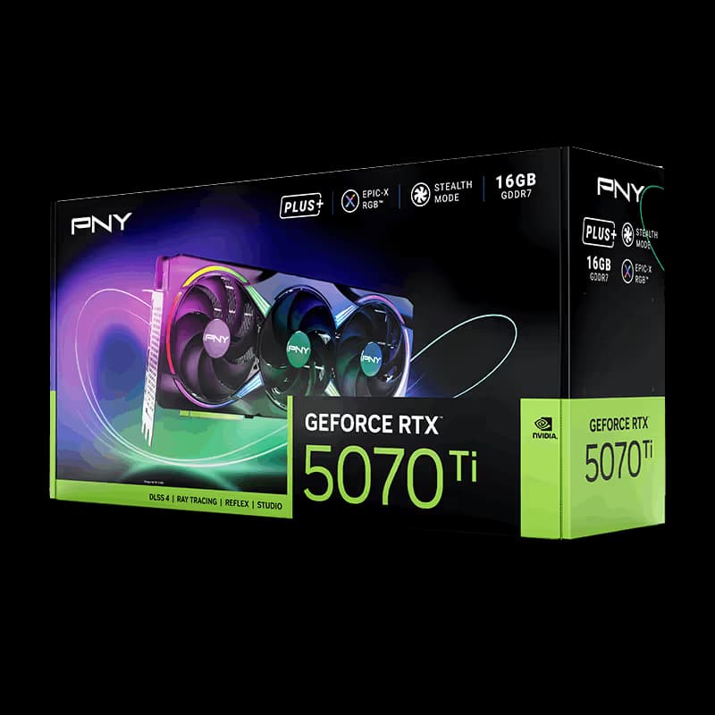 PNY GeForce RTX 5070 Ti EPIC-X RGB Triple Fan Plus 16GB GDDR7 Black image