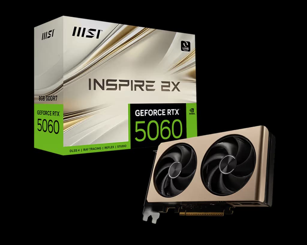 MSI INSPIRE 2X GeForce RTX 5060 8GB GDDR7 Gold / Black image