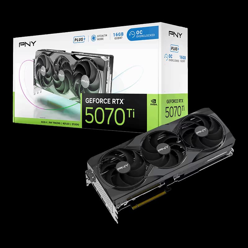 PNY Triple Fan Plus OC GeForce RTX 5070 Ti 16GB GDDR7 Black main image