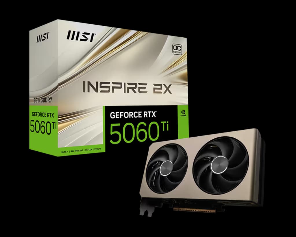 MSI GeForce RTX 5060 Ti INSPIRE 2X OC 8GB GDDR7 Gold / Black main image