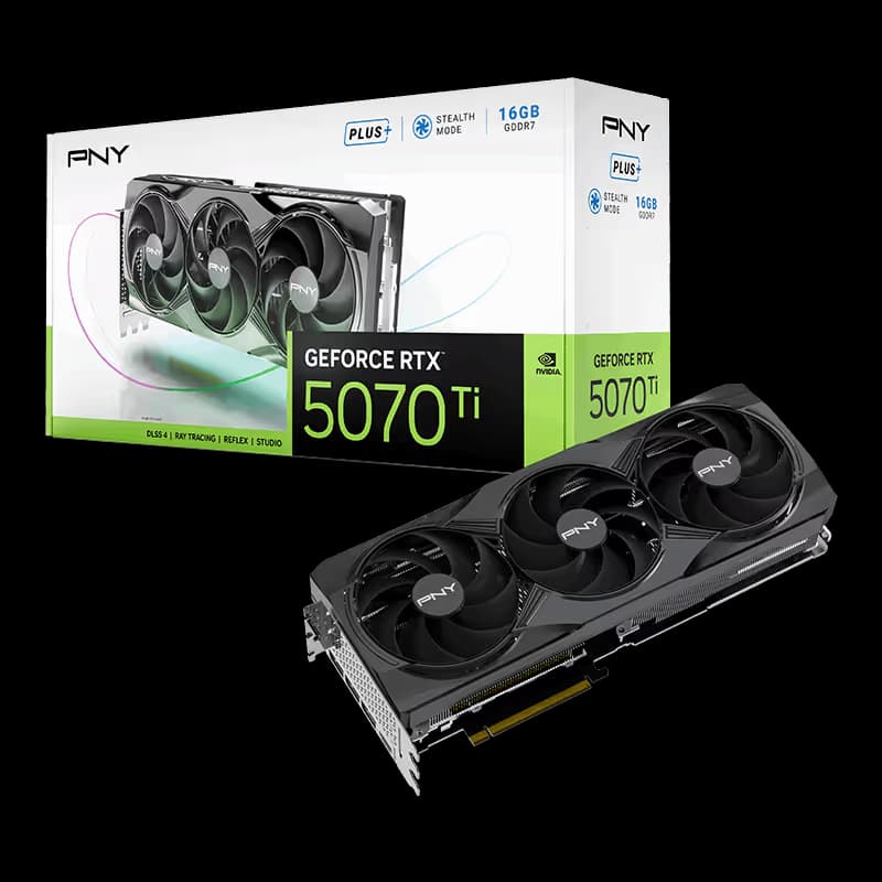 PNY Triple Fan Plus GeForce RTX 5070 Ti 16GB GDDR7 Black main image