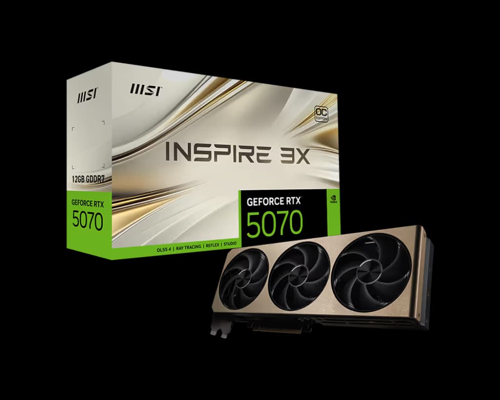 MSI GeForce RTX 5070 INSPIRE 3X 12GB GDDR7 Gold / Black image