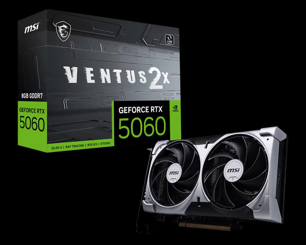 MSI VENTUS 2X GeForce RTX 5060 8GB GDDR7 Silver / Black main image