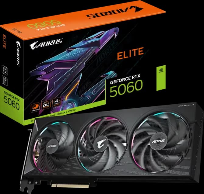 Gigabyte AORUS ELITE GeForce RTX 5060 8GB GDDR7 Black main image