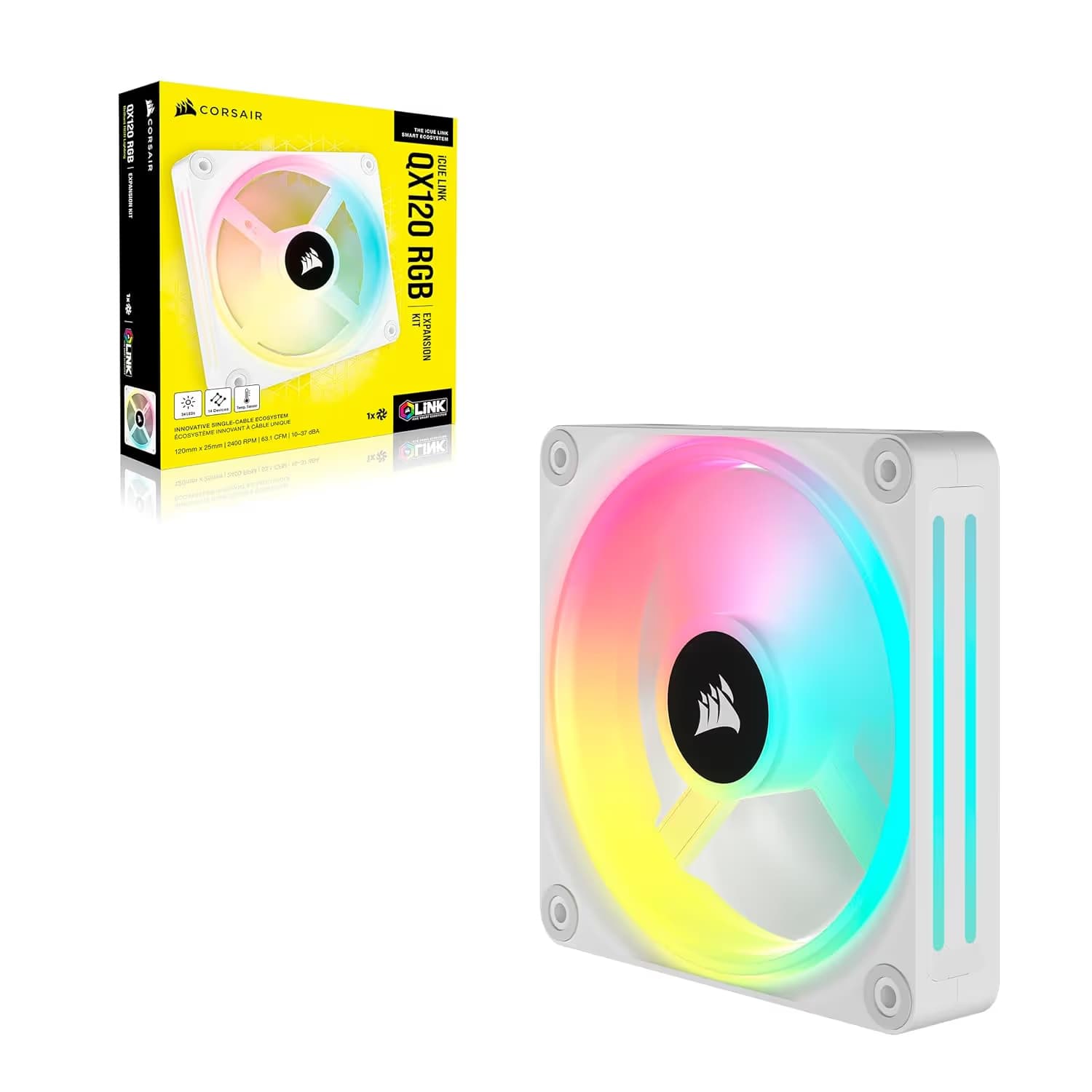Corsair iCUE LINK QX120 RGB 120mm RGB PWM White image