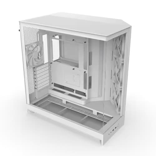 NZXT H9 Flow (2025) ATX Mid Tower White Tempered Glass Side Panel, USB 3.2 Gen 2x2 Type-C, USB 3.2 Gen 1 Type-A image