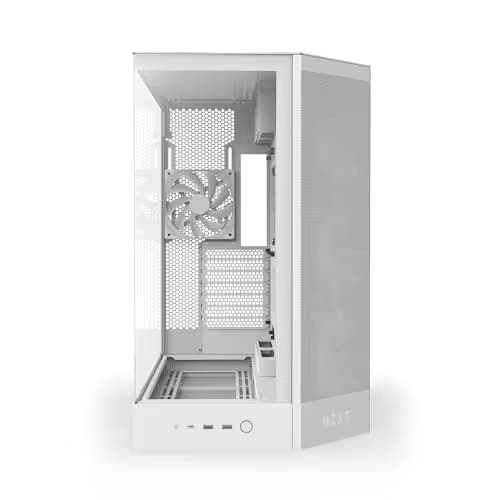 NZXT H9 Flow (2025) ATX Mid Tower White Tempered Glass Side Panel, USB 3.2 Gen 2x2 Type-C, USB 3.2 Gen 1 Type-A image