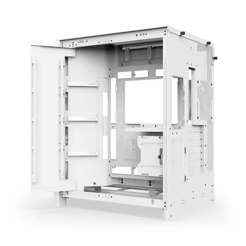 NZXT H9 Flow (2025) ATX Mid Tower White Tempered Glass Side Panel, USB 3.2 Gen 2x2 Type-C, USB 3.2 Gen 1 Type-A image