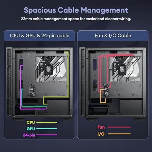 Okinos Cypress 3 Micro ATX Mini Tower Black Tempered Glass Side Panel, USB 3.2 Gen 2 Type-C, USB 3.2 Gen 1 Type-A image